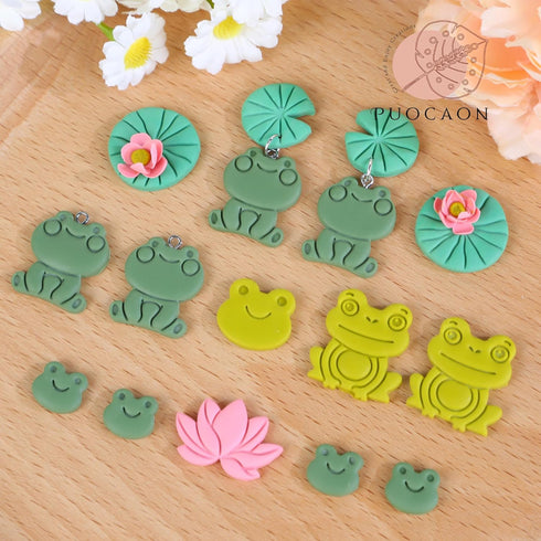 Puocaon Summer Polymer Clay Cutters - 12 Pcs Clay Cutters for Polymer Clay Jewelry, Frog Clay Jewelry Cutters, Lotus Leaves Polymer Clay Cutters f...