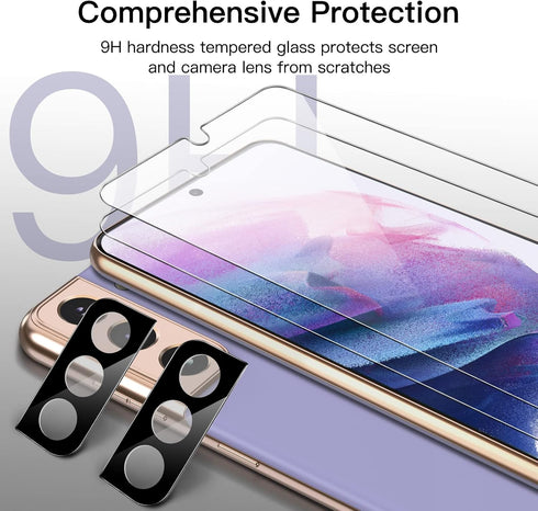JETech Screen Protector for Samsung Galaxy S21 6.2-Inch with Camera Lens Protector, Easy Installation Tool, Tempered Glass Film, HD Clear, 2-Pack ...