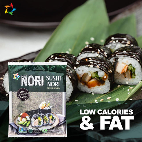 KIMNORI Sushi Nori Seaweed Sheets – 30 Full Size USDA Organic Yaki Roasted Rolls Wraps Snack 100% Natural Laver Gluten Free No MSG Non GMO Vegan K...
