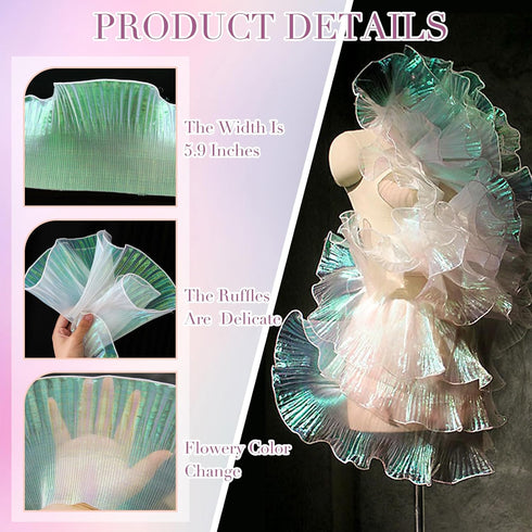 Newwiee 15 Yards Fabric Ruffle Pleated Chiffon Trim Organza Ruffled Fabric Chiffon Ribbon Pleated Lace Fabric Trim for Sewing Dress Bag Costume De...
