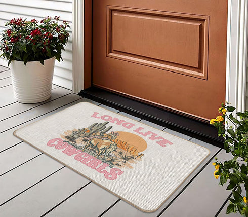 Western Door Mat,Long Live Cowgirls Cowgirl Front Door Mat Indoor Outdoor Entrance,Western Cowgirl Dorm Room Decor,17"X30"...