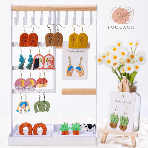 Puocaon Floral Clay Earring Cutters - 9 Shapes Clay Cutters for Polymer Clay Jewelry Making, Bouquet Polymer Clay Cutters for Earrings, Clay Stamp...