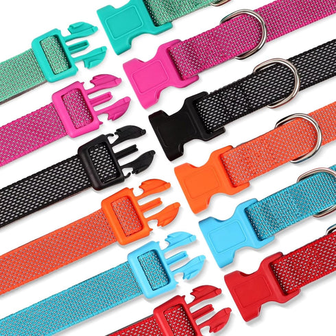 Didog Reflective Dog Collar with Buckle, Adjustable Soft Neoprene Padded Nylon Pet Collars for Small Medium Large Dogs, Red, S...