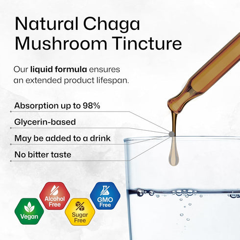 BIO KRAUTER Chaga Mushroom Extract - Chaga Tincture for Immune Support - Vegan, Alcohol & Sugar Free Drops 4 Fl.Oz....