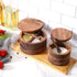 Acacia Wood Salt and Pepper Bowl, Nature Wood Salt Cellar and Spices Storage Box With Built-in Spoon and Magnetic Swivel Lid (Single Compartment)...