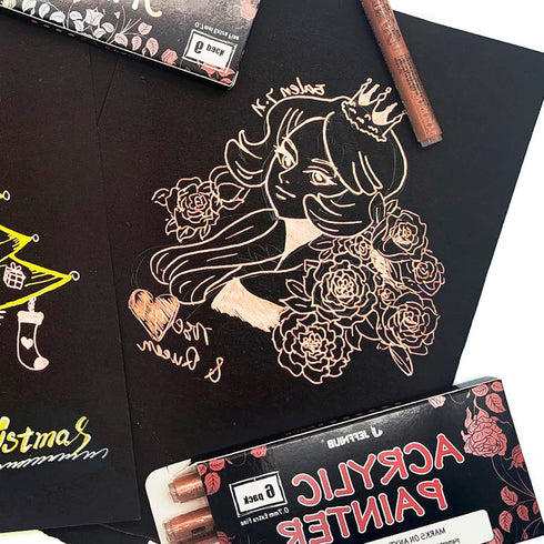 Acrylic Paint Pens Gold,Silver,Rose Gold,Paint Markers for Rocks Painting, Wood, Fabric, Glass,Ceramic,Canvas. Scrapbooking,Card Making,DIY Craft ...