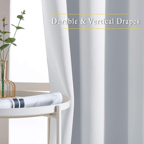 NICETOWN Greyish White Room Darkening Curtains - Window Treatment Thermal Insulated Grommet Panels/Drapes for Bedroom (2 Panels, 52 by 54)...