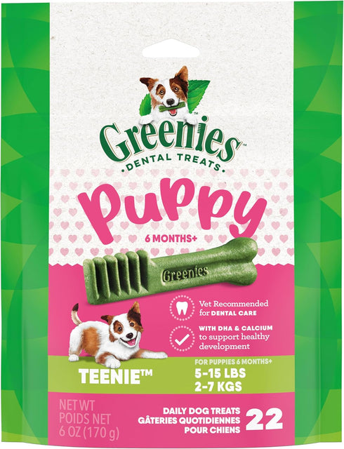 Greenies Puppy Teenie Size Natural Dental Dog Treats, 6 oz. Pack (22 Treats)...