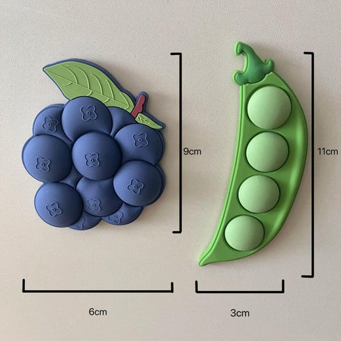 Blueberry and Pea Refrigerator Magnets, 3D PVC Fruit Vegetable Fridge Strong Soft Magnetic Stickers Fridge Magnets Decor Crafts for Kitchen Office...