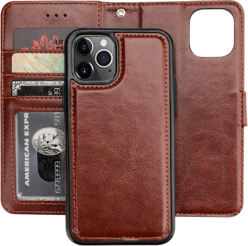 Bocasal for iPhone 11 Pro Wallet Case with Card Holder PU Leather Magnetic Detachable Kickstand Shockproof Wrist Strap Removable Flip Cover for iP...