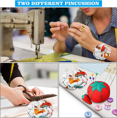 140 Pieces Sewing Tool Set Including Tomato Pin Cushion, Pumpkin Wrist Cushion, Glass Ball Head Pins, Self Threading Needle Gourd Shaped Needle Th...