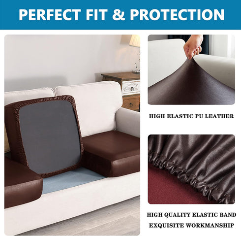 Faux Leather Couch Cushion Covers, Waterproof Sofa Cushion Slipcovers, Elastic RV Chair Seat Covers for Settee Seater, PU Leather Sofa Slipcovers ...