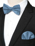 Solid Color Pre-tied Bow Tie and Pocket Square Set for Men...