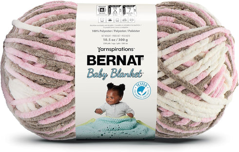 Bernat BABY BLANKET BB Little Petunias Yarn - 1 Pack of 10.5oz/300g - Polyester - #6 Super Bulky - 220 Yards - Knitting/Crochet...