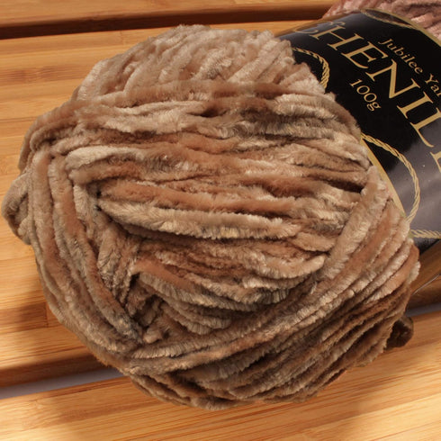 JubileeYarn Chenille Yarn - 100g/Skein Worsted Weight - Cannoli - Pale Brown Grey Velvet - 2 Skeins...