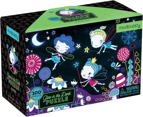 Mudpuppy Fairies Glow in The Dark Puzzle, 100 Pieces – 18” x 12”, for Ages 5+, Colorful Fairy Artwork, Made with Safe, Non-Toxic Materials...