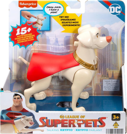 Fisher-Price DC League of Super-Pets Preschool Toy Talking Krypto Poseable Figure with Sounds & Phrases for Pretend Play Kids Ages 3+ Years...