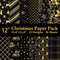 12" Christmas Pattern Paper & Sticker Kit Black Gold Scrapbook Premium Specialty Paper Double-Sided 12"x12" with 12 Designs 36 sheets for Scrapboo...