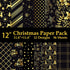 12" Christmas Pattern Paper & Sticker Kit Black Gold Scrapbook Premium Specialty Paper Double-Sided 12"x12" with 12 Designs 36 sheets for Scrapboo...