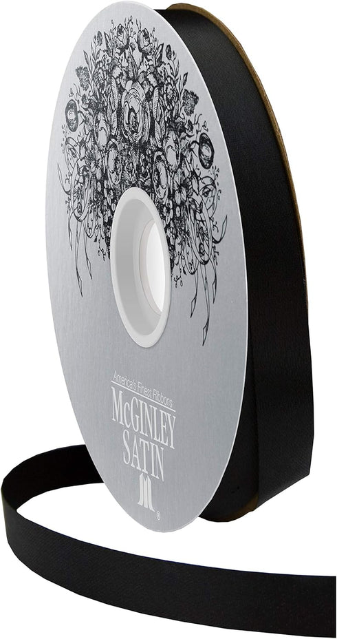 McGinley Mills 9/16" W Acetate Satin Ribbon, Black, 100 Yard Spool...