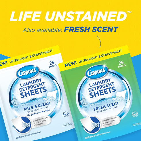 Carbona Laundry Detergent Sheets - Free & Clear (1 Pack - 25 Sheets)...