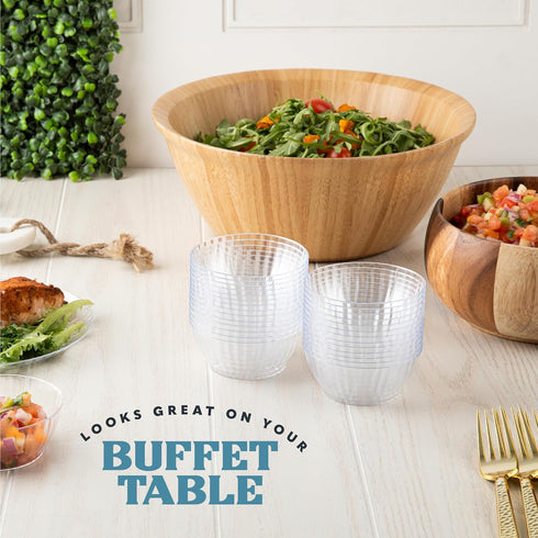 PLASTICPRO 30 Pack Crystal Like Clear Disposable Plastic Plates Dinner Dishes 6 ounce Bowls for Special Occasions Parties...