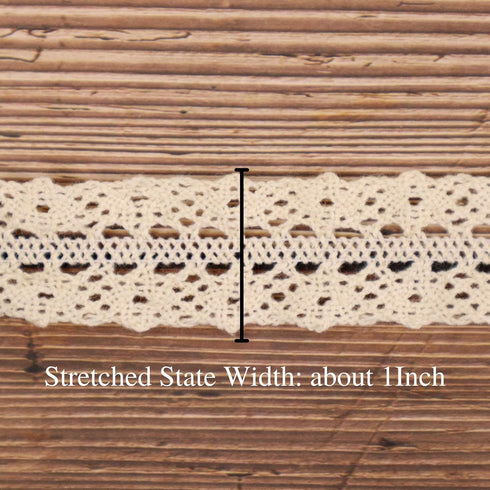 Beige Stretch Lace Trim Elastic-Frilly Trim for Socks-Gathered Crocheted Lace DIY Craft Ribbon (5Yards)...