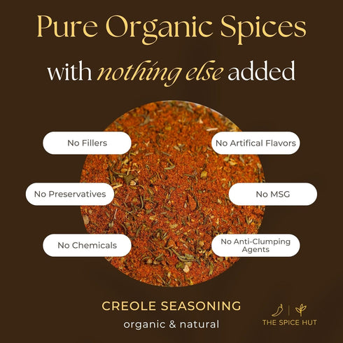 Spice Hut - Creole Seasoning Organic, Salt-Free, Louisiana Dry Rub Spice Mix for Cooking Flavorful Jambalaya, Gumbo, BBQ, Southern-Style Food / Al...