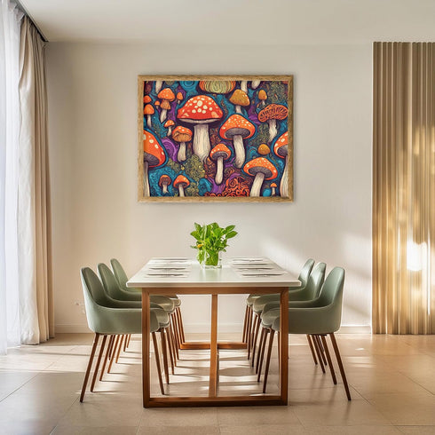 Posterizer 1 pcs- psychedelic funky hippie colorful rainbow mushrooms 3-Fantasy & Fiction Art-Retro Art- Living Room Bedroom Decor- unframed wall ...