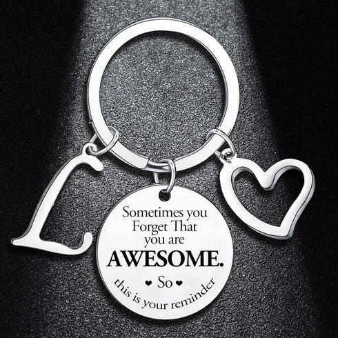 Sometimes You Forget You're Awesome Letter Keyring Encouragement Initial Alphabet Keychain Inspirational Keychain...