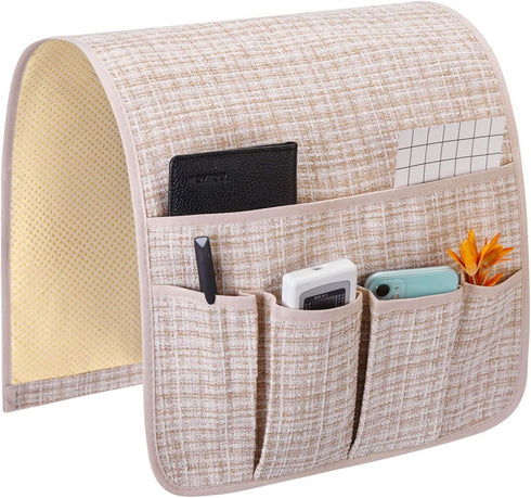 Flyingshark Non-Slip Remote Control Holder, Armrest Organizer for Recliner Couch Sofa Chair, Armchair Caddy with 5 Pockets for Smart Phone, Book, ...