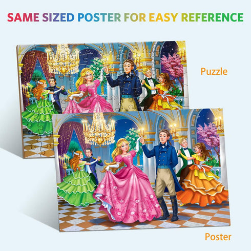 Jigsaw Puzzles for Kids Ages 4-8, 6-8, 8-10 - Princesses at The Dance - 100 Piece Princesses Puzzles for Children, Learning Educational Toys for 4...