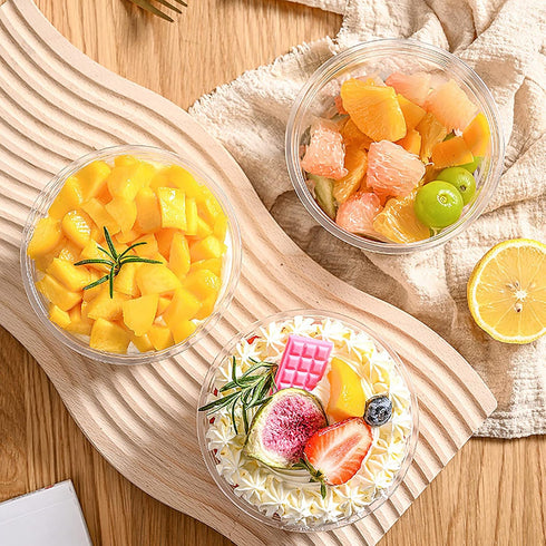 WUWEOT 50 Pack Plastic Dessert Cups, 12 oz Clear PET Dessert Bowls, Disposable Parfait Cups with Lid (No Hole) for Ice Cream Fruit Iced Cold Drink...