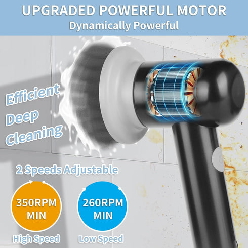 Electric Spin Scrubber, Cordless Shower Scrubber with 3 Replaceable Brushes, Waterproof Power Scrubber for Cleaning Bathroom, Kitchen, Floor, Rech...