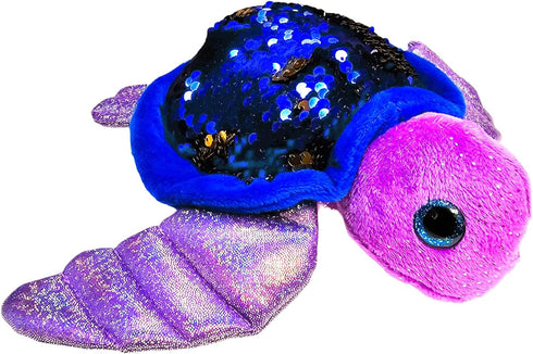 Reversible Sequin Sea Turtle Plush Toy (11") Glitter Eyes Stuffed Animal Reversible Sequins Birthday Party Favor Decor Sea Creature Oceanic Animal...