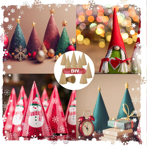 Zhanmai 12 Pcs Paper Mache Cones Open Bottom Cardboard Craft Cones for Valentine's Day St. Patrick's Day DIY Gnomes Ornament Cone Tree Decorations...