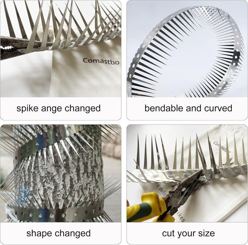 Comastbo40“ Raccoon Squirrel Spikes Deterrent for bird feeder pole,Tree baffle for Squirrel Raccoon Cat Deer,Good for Wall Barns Fence Roof with S...
