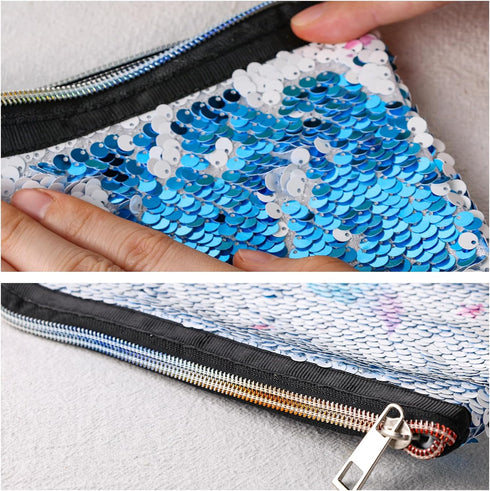 Koogel Mermaid Coin Purse, Glitter Sequin Makeup Bag Travel Makeup Organizer Zipper Bag for Women Girl Travel Birthday Gift...