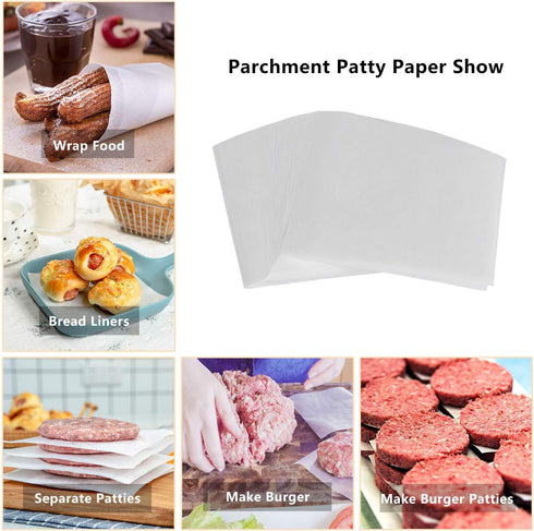 Katbite Hamburger Patty Paper 1000Pcs, 5.5"x5.5" Non Stick Parchment Paper Squares Sheets for Patty Seperate, Burger Press, Ground Beef, Freezing ...