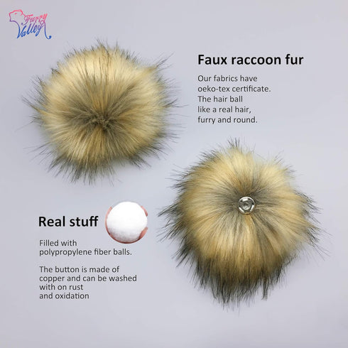 Furryvalley Faux Fur Pompom 6pcs DIY Crafts Fluffy Balls for Hat Shoes Scarves with Snap Fastener Removable Knitting Hat Horse Riding Hat Silk Acc...