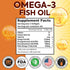 Omega-3 Fish Oil 3750mg Triple Strength - 180 Burpless Softgels | EPA 1200mg + DHA 900mg | Promotes Healthy Heart, Immune System, Eyes, Skin & Bra...