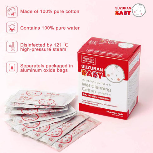 Baby Mouth Wipes Cotton Pure Water, Baby Finger Toothbrush Newborn Unscented Sensitive, Lint Free, Baby Oral Care For Baby Gums, Teeth and Tongue ...
