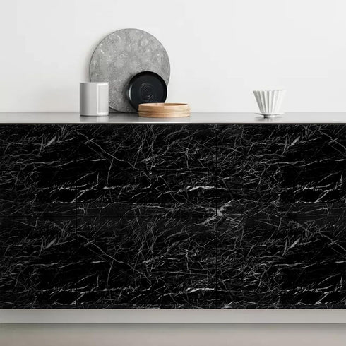COSNIGHT Black Marble Contact Paper Peel and Stick for Countertops, Waterproof Marble Wallpaper Self Adhesive, Removable Vinyl Film for Kitchen Co...