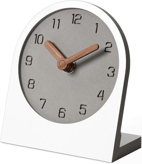 Wooden Silent Non-Ticking Battery Operated Decorative Small Mini Analog Modern Shelf Desk Table Mantel Clock for Home, Office, Living Room, Bed Ro...