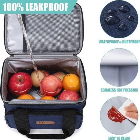 Tiblue Insulated Reusable Lunch Box for Office Work School Picnic Beach, Leakproof Freezable Cooler Bag with Adjustable Shoulder Strap (Medium, Da...
