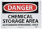 NMC D240PB DANGER - CHEMICAL STORAGE AREA - AUTHORIZED PERSONNEL ONLY – 14 in. x 10 in. PS Vinyl Danger Sign with White/Black Text on Red/White Ba...