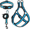 Mile High Life Night Reflective Double Adjustable Band Nylon Small Puppy Pet Dog Combo Collar Leash and Harness Set (Reflective Edge Blue, Large (...