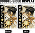 Welcome Class of 2024 Congrats Grad 28 x 40 House Flag Double Sided, Black Gold Graduation Cap Diploma Medal Garden Yard Decoration, High School C...