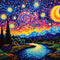 Starry Night Diamond Painting Kits for Adults - Starry Sky Diamond Art Kits for Adults Beginner, Landscape Scene DIY Full Drill Paintings with Dia...