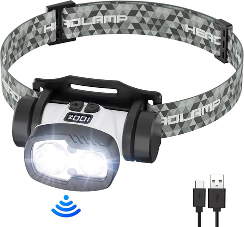 Rechargeable LED Headlamp Flashlight, 1500 Lumen Headlight with 9 Modes, Motion Sensor Head Lamp Camping Essentials Gear, Waterproof Head Light Fl...